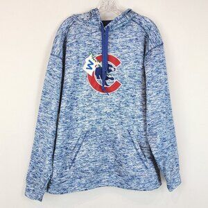 Chicago Cubs Antigua Heather Blue Team Logo Absolute Mens Large Pullover Hoodie